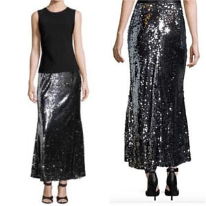Carmen Marc Valvo Women's Silver all over sequin‎ Midi Skirt Size 6